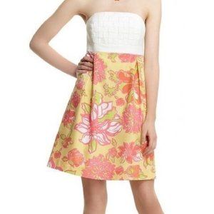 Lilly Pulitzer Betsey Strapless Dress Basketweave Bodice Size 2 Starfuit